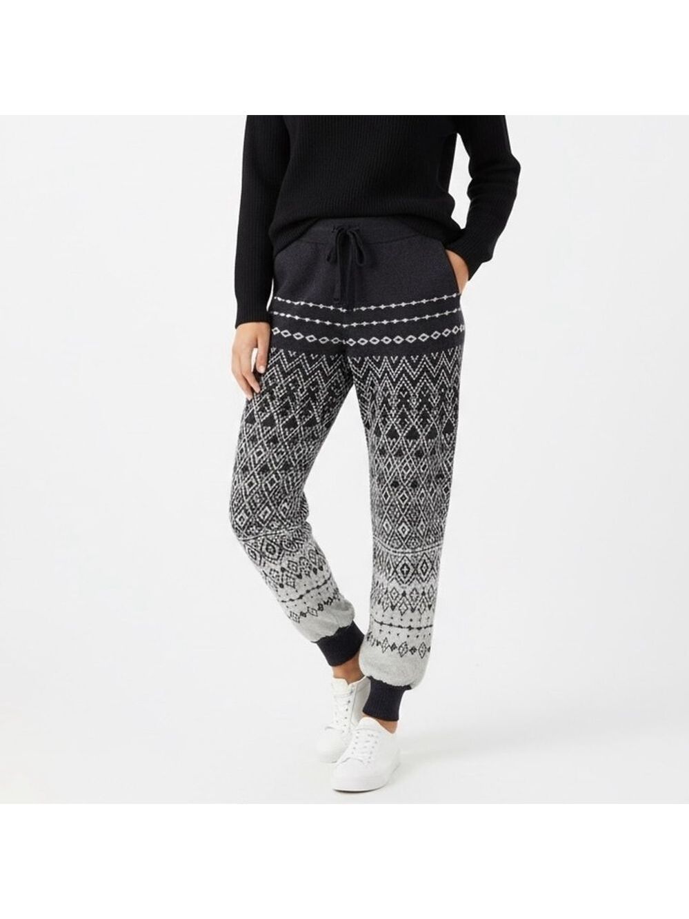 Joie Geometric Print Knit Joggers Sweatpants Grey Size Small Loungewear